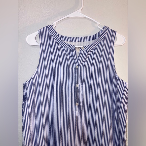 LOFT Navy Striped Midi Dress - Picture 4 of 8